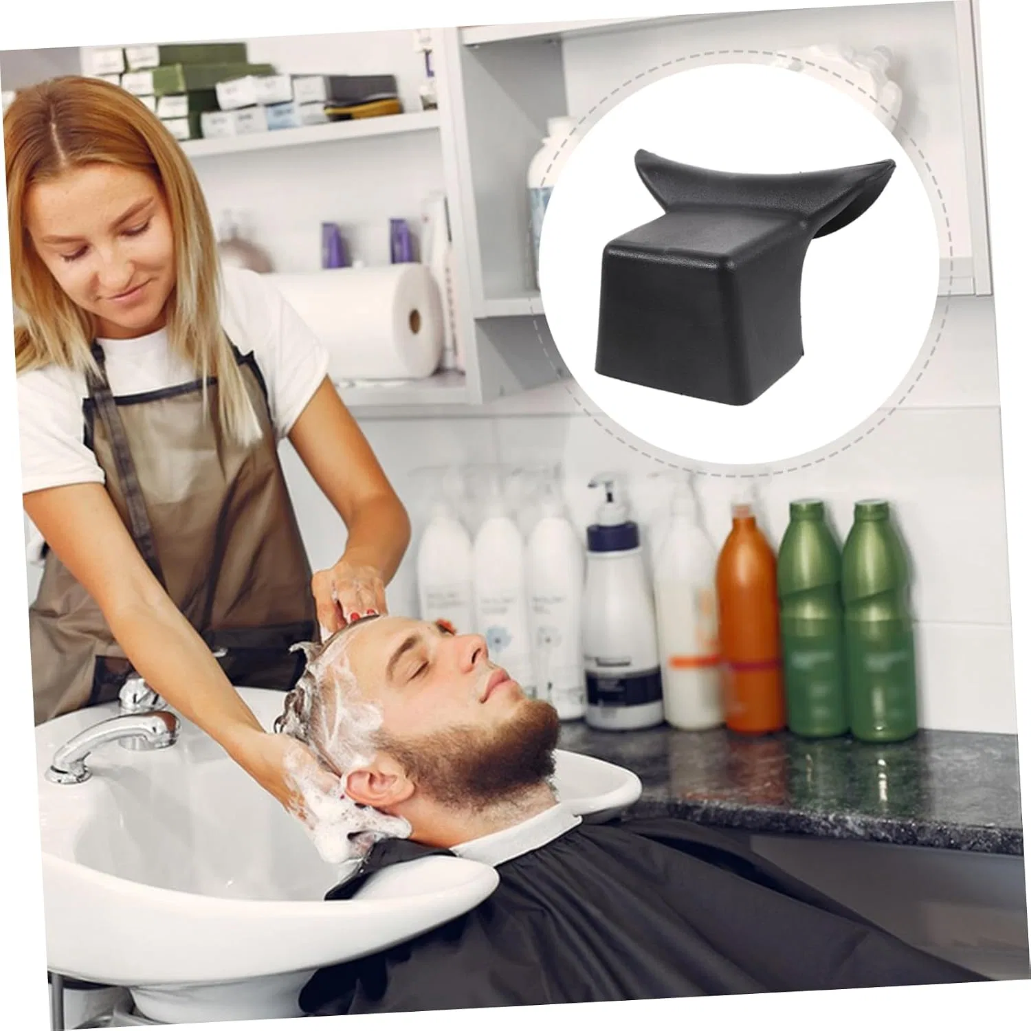 Подушка для мытья головы Healeved, ПВХ, 22x15 см, Черный — фото 3