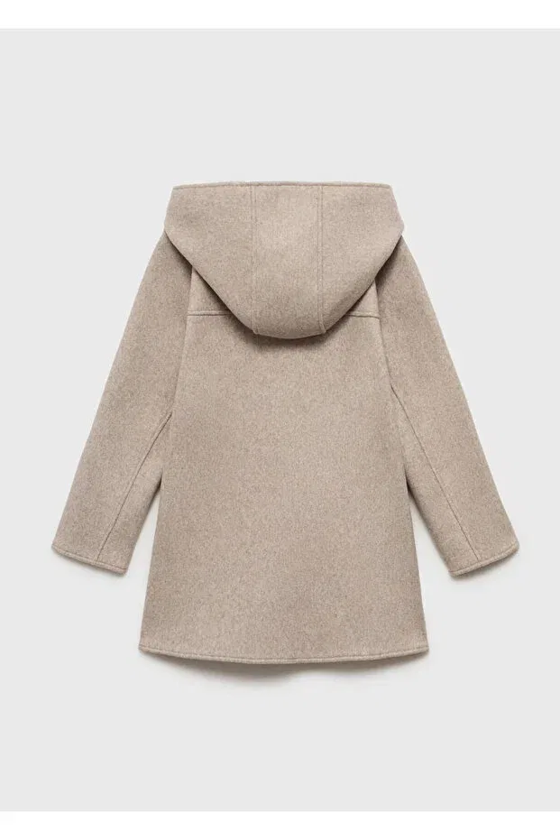 Детское пальто для девочек с капюшоном Mango Kids, Beige — фото 4