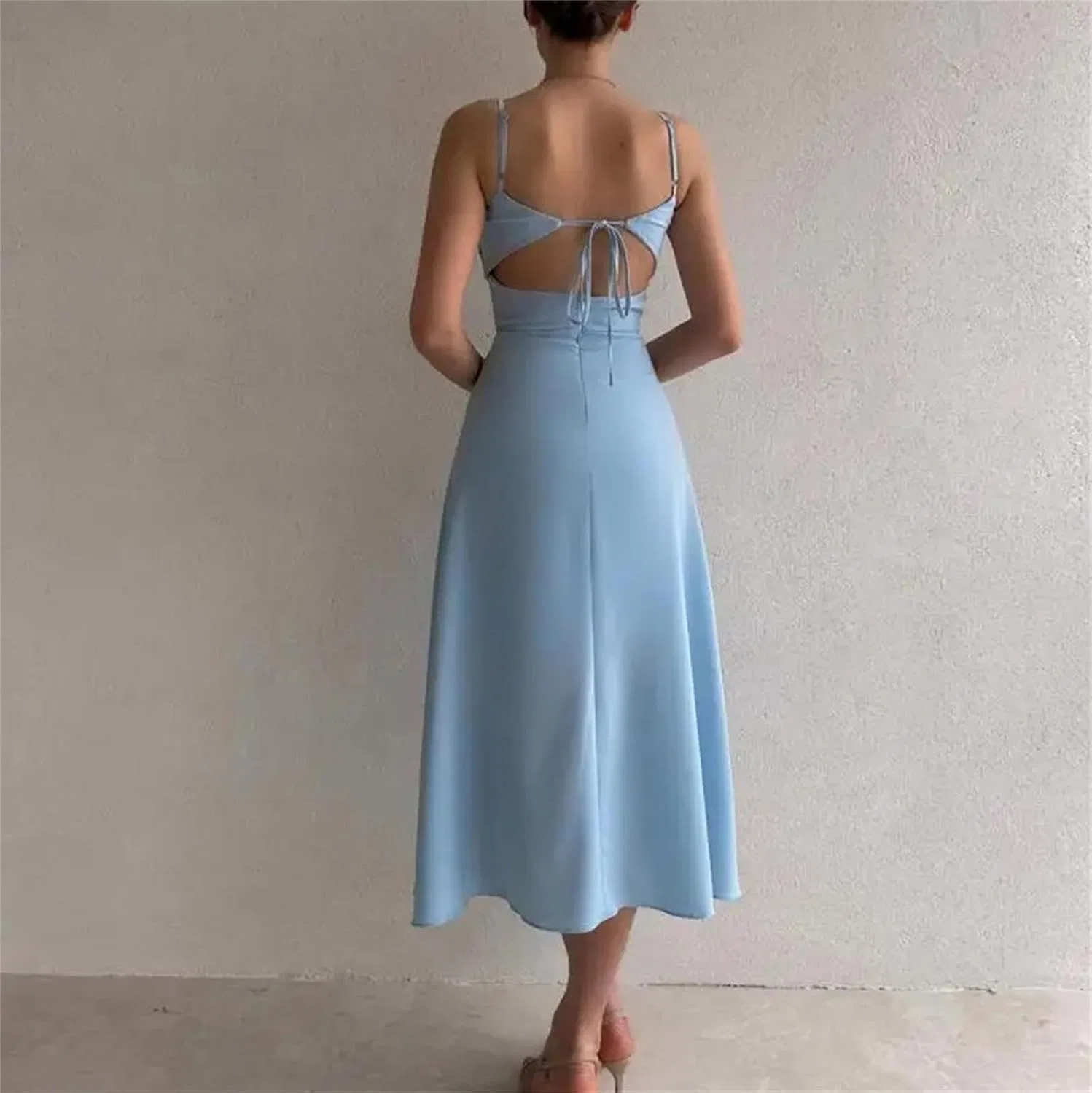 Женское платье миди с открытой спиной Bodycon, Blue — фото 2