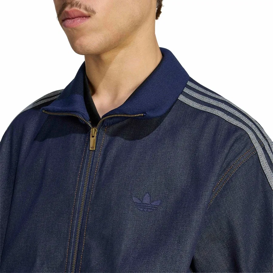 Мужская джинсовая куртка с воротником-стойкой Adidas, Темно-синий — фото 4