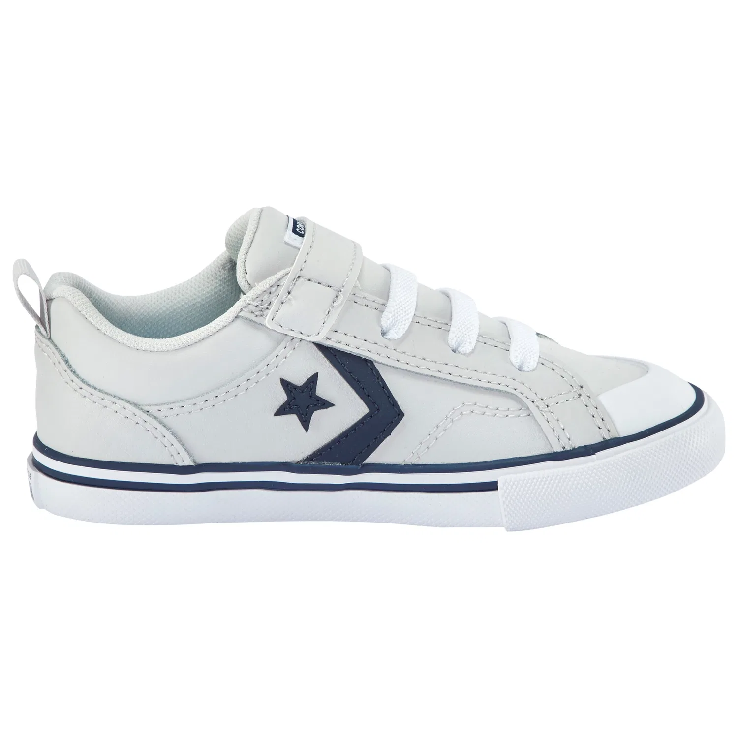 Детские кеды с кожаным верхом и липучкой Converse, Barely Grey/Navy/White — фото 3