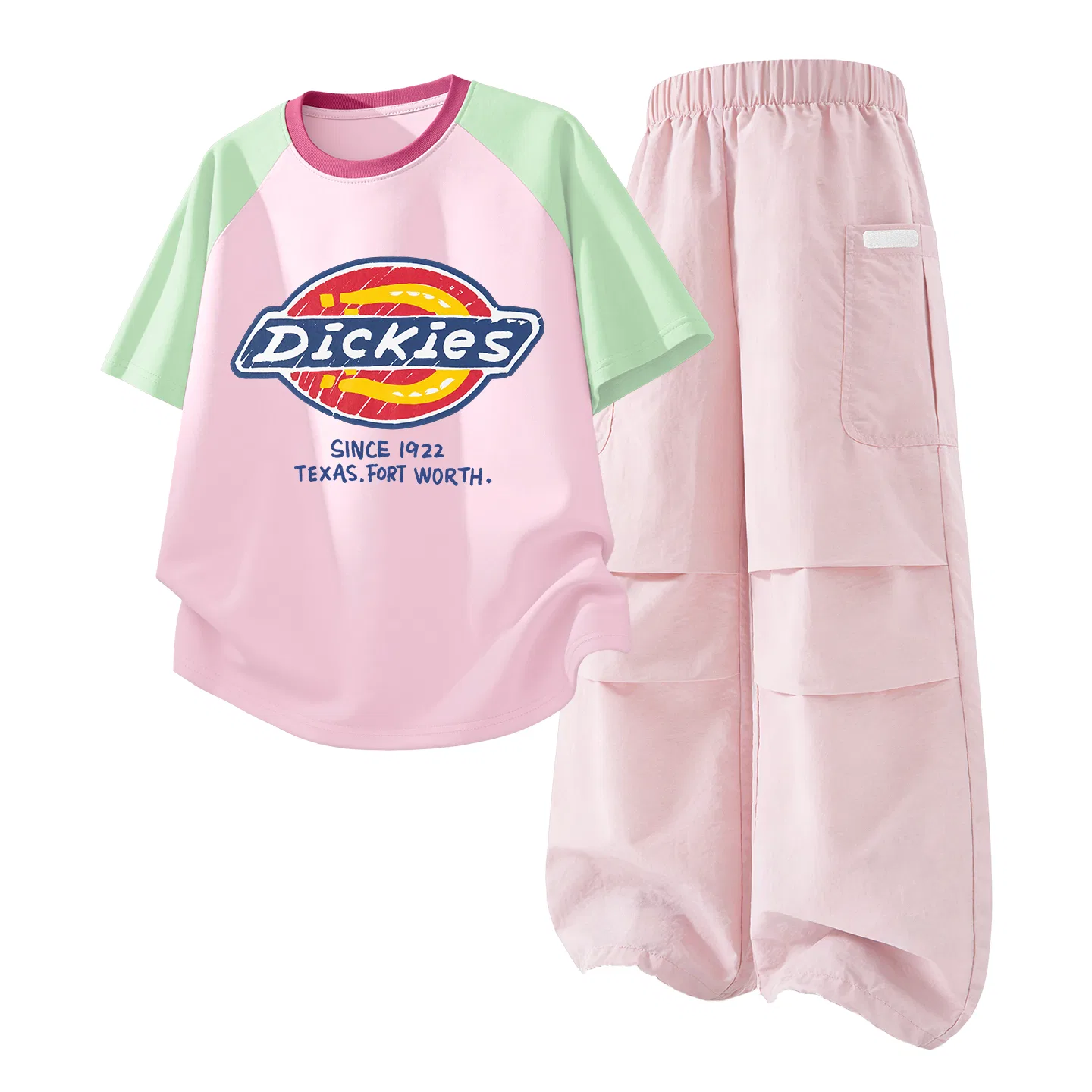 Детский спортивный комплект из 2 предметов с принтом Dickies, Solid Color Fir Pink — фото 4