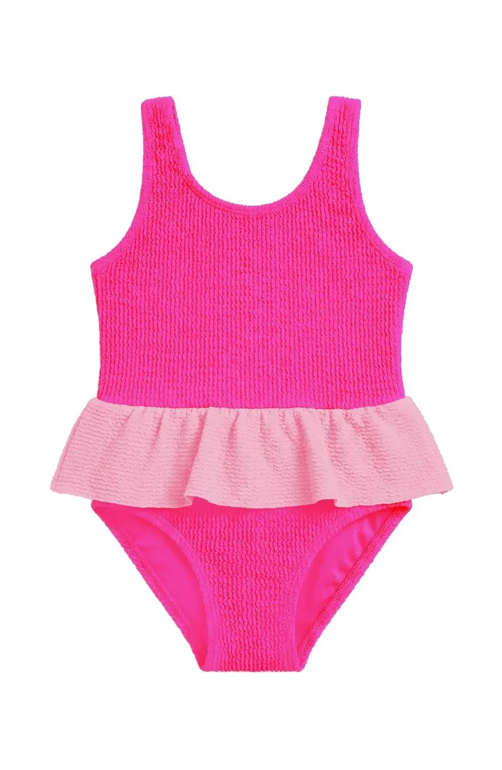 Детский купальник слитный с воланами и текстурной поверхностью LIMEAPPLE, Hot Pink