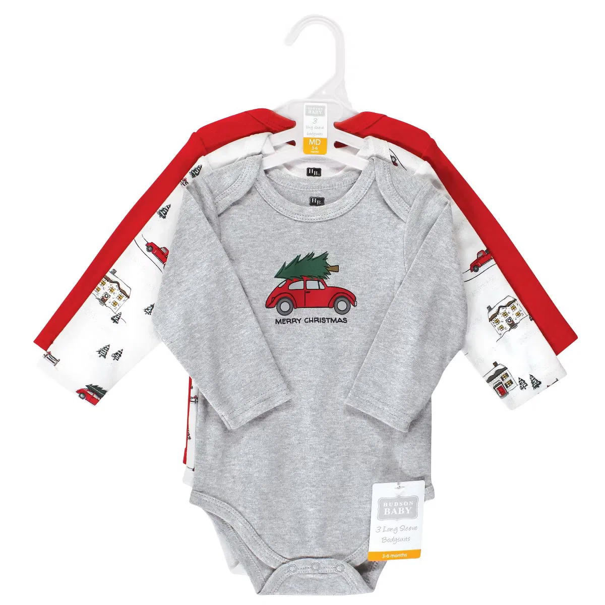 Боди-комбинезон с длинным рукавом хлопковый Christmas Scene Hudson Baby — фото 2