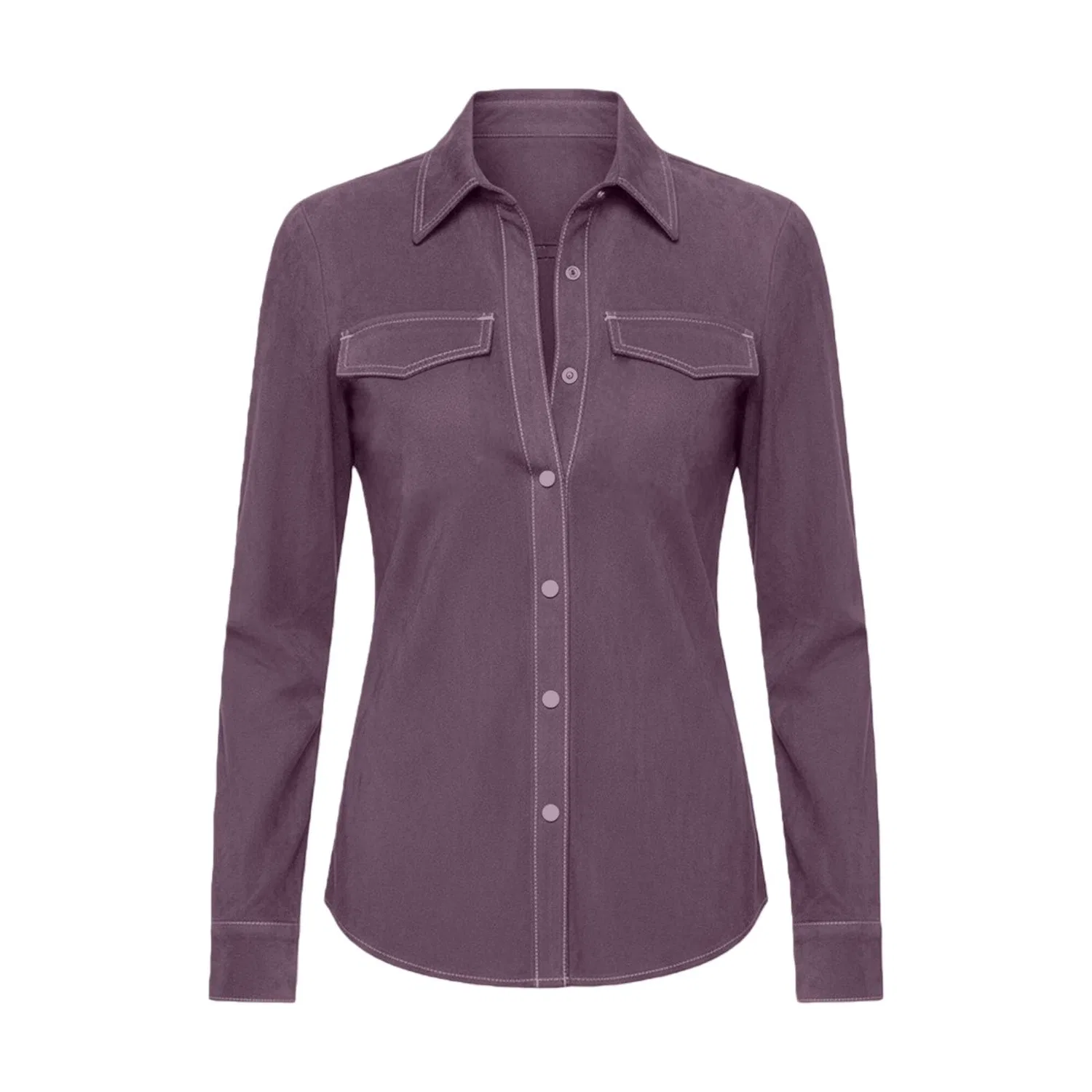 Женская куртка из замши с мехом, с длинным рукавом, Purple — фото 4