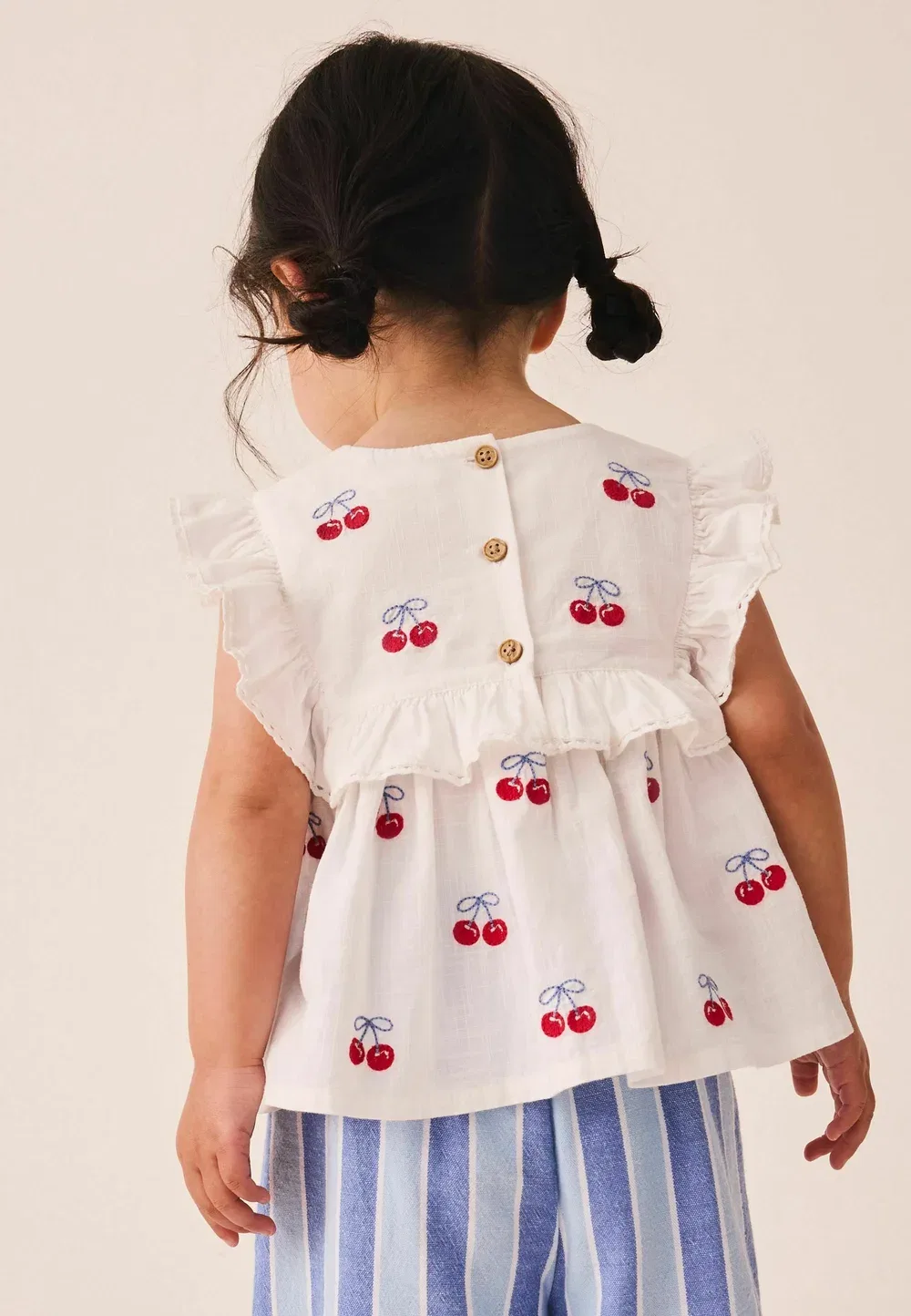 Комплект из брюк и блузки без рукавов - брюки Next, Blue Stripe & Red Cherries — фото 3