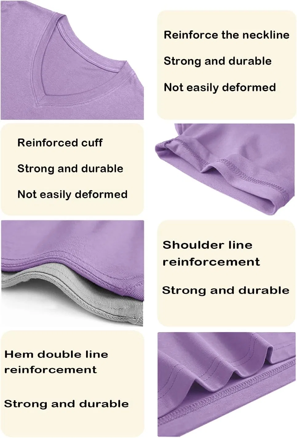 Женская футболка с графическим принтом V-neck, Light Purple — фото 3