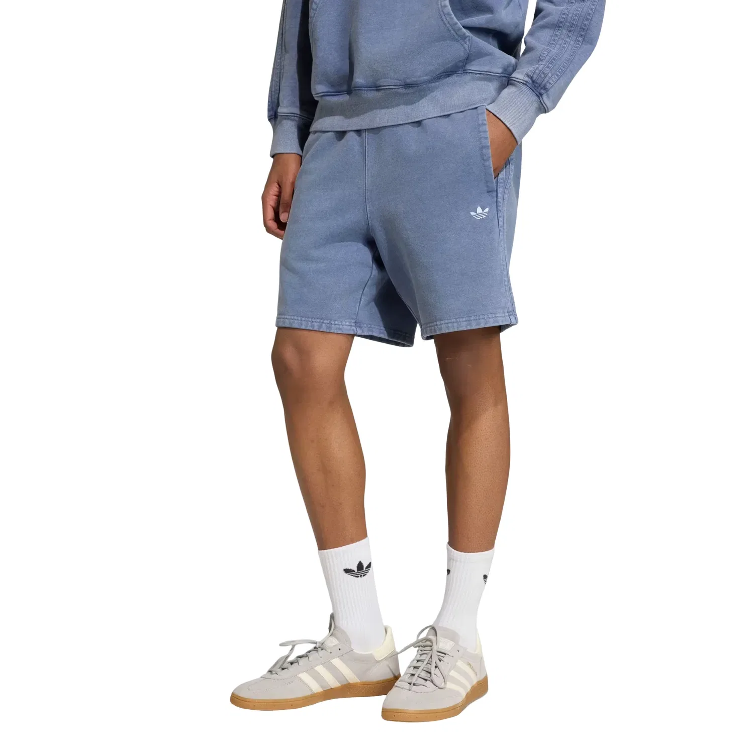 Мужские шорты из футера с принтом Trefoil Essentials Adidas, синий — фото 2