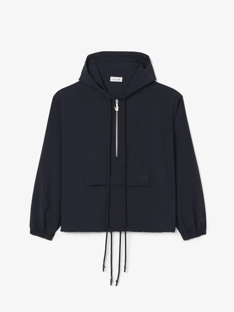 Куртка LACOSTE HDE с капюшоном, полузастежка-молния, темно-синяя — фото 4