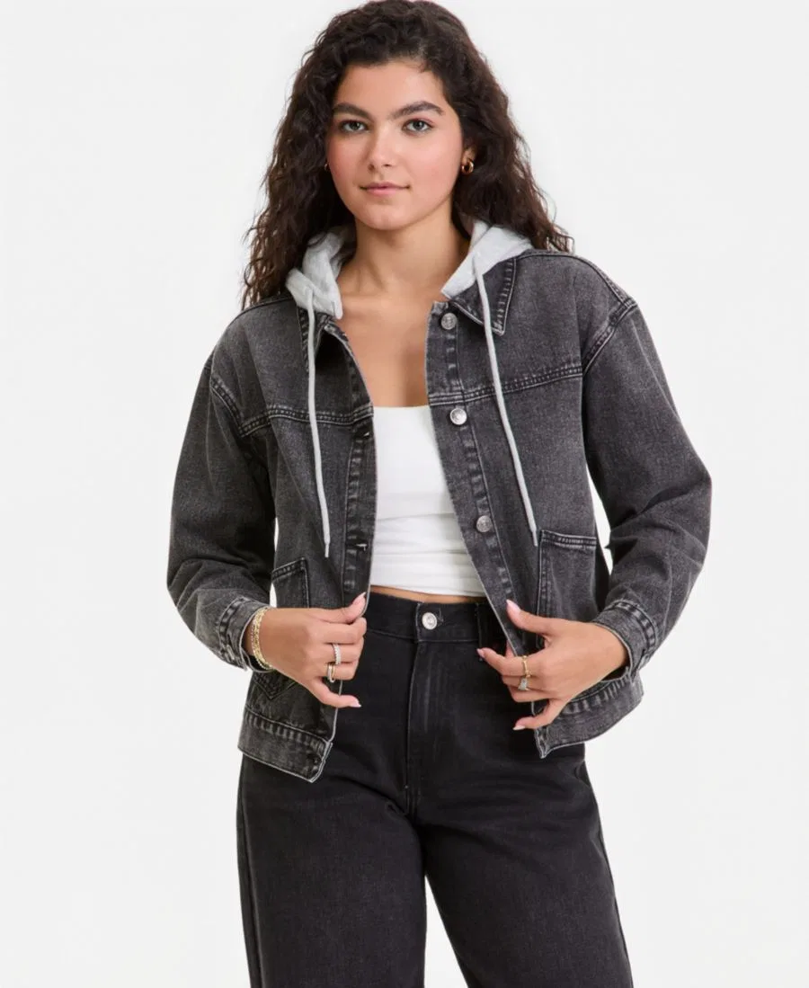 Джинсовая куртка с капюшоном Madden Girl, Black