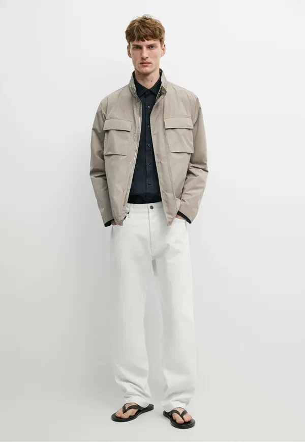 Куртка с воротником-стойкой Summer jacket Massimo Dutti, серый — фото 2
