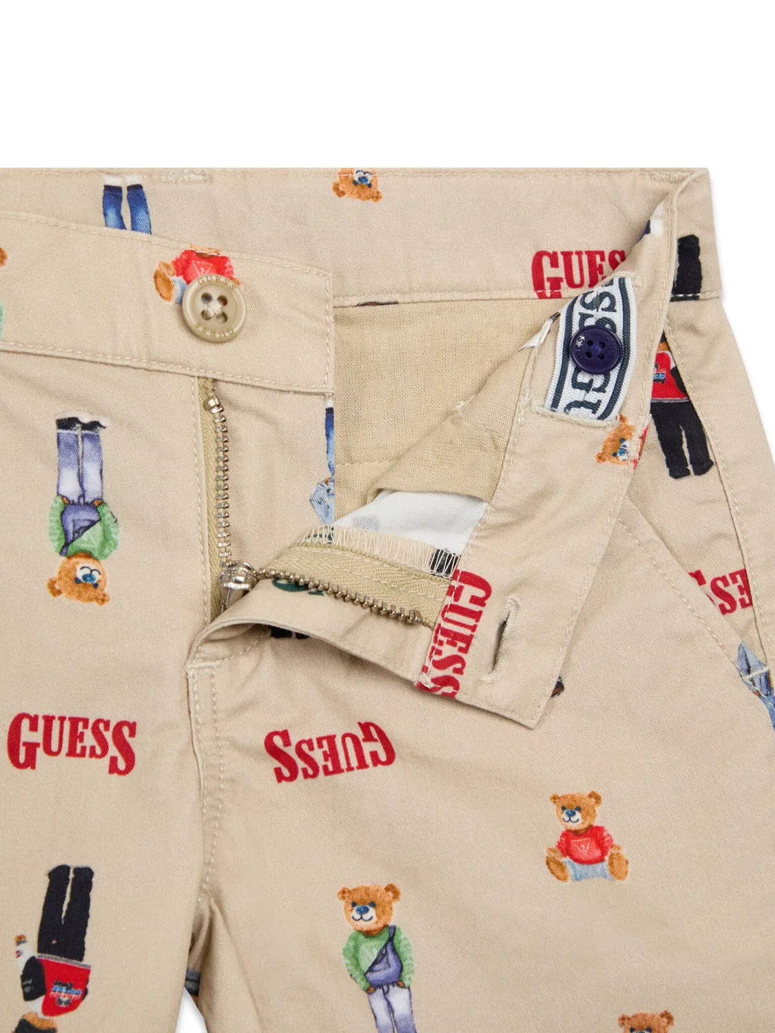 Тканевые шорты стандартного кроя для мальчика Guess, бежевый — фото 3