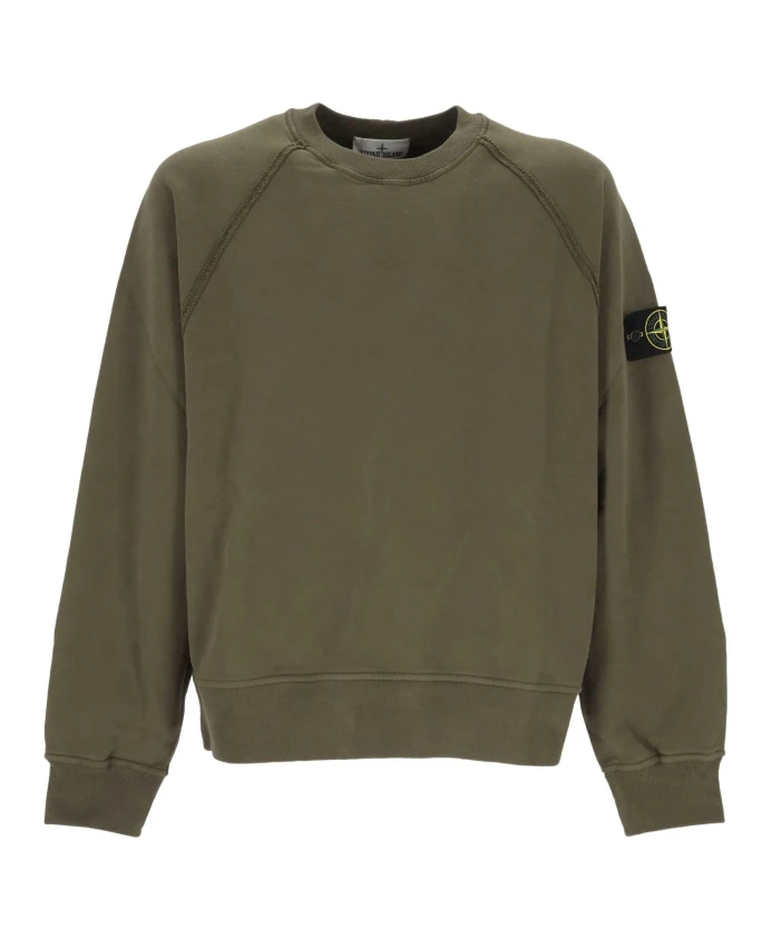 

Толстовка-Реглан с логотипом, ребристый круглый вырез. Stone Island, зеленый