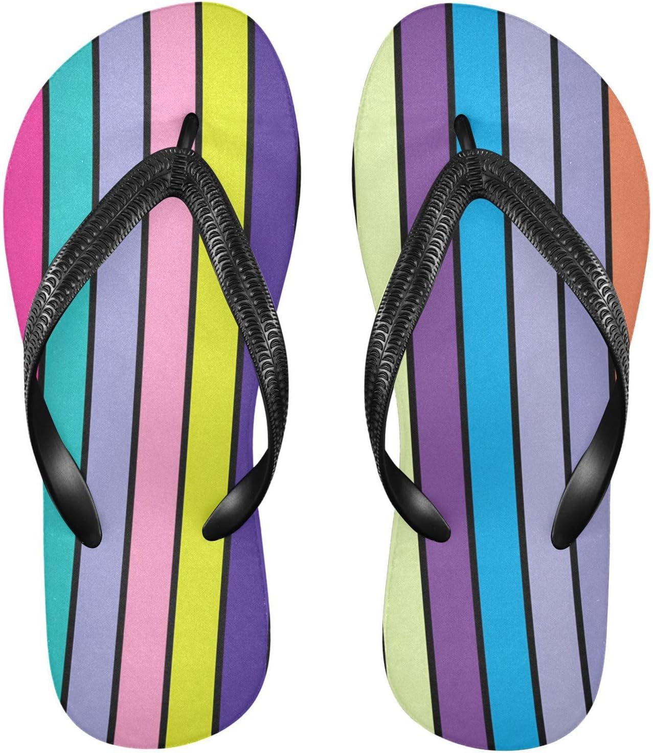 

Женские и мужские пляжные шлепанцы Stripes Rainbow Flip Flop для лета, повседневные сандалии, душевые тапочки 20861940 Kfbe