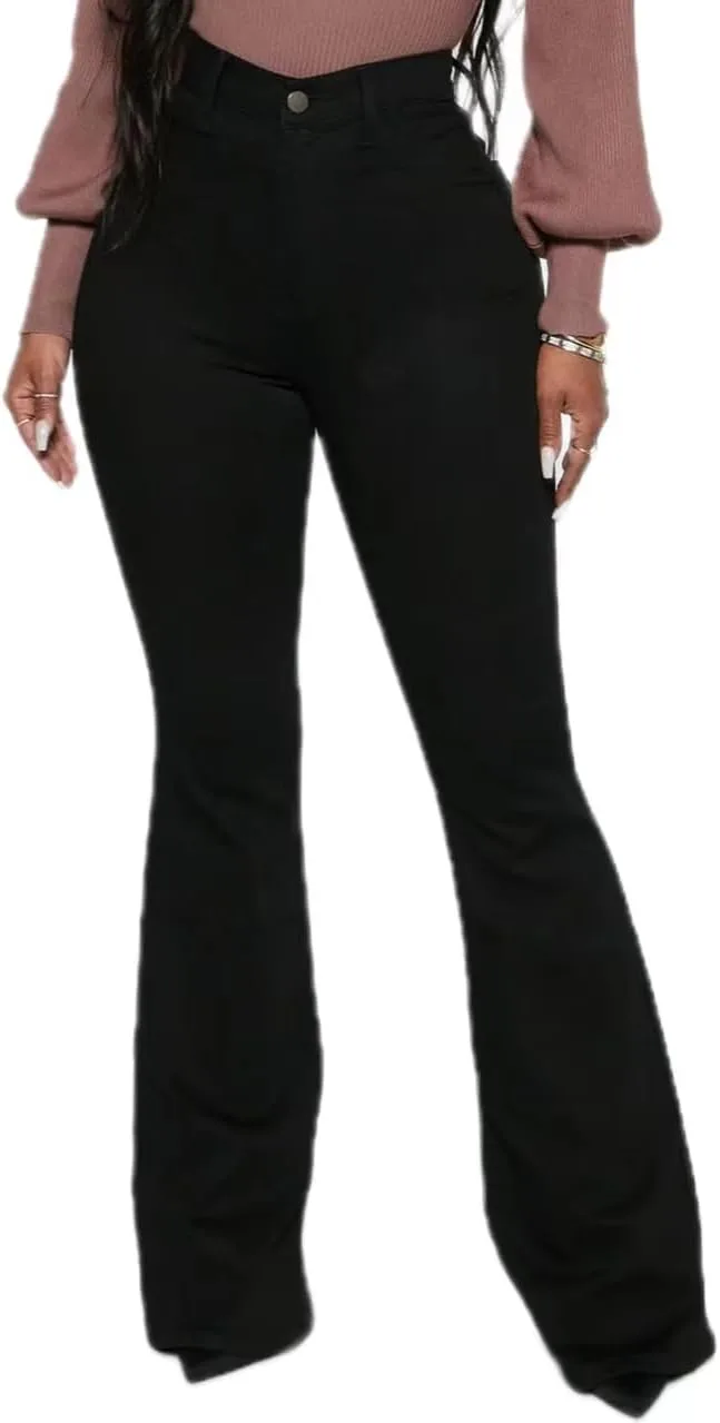 

Джинсы женские High Waisted Skinny Bell Bottom Stretch CME SHOWU