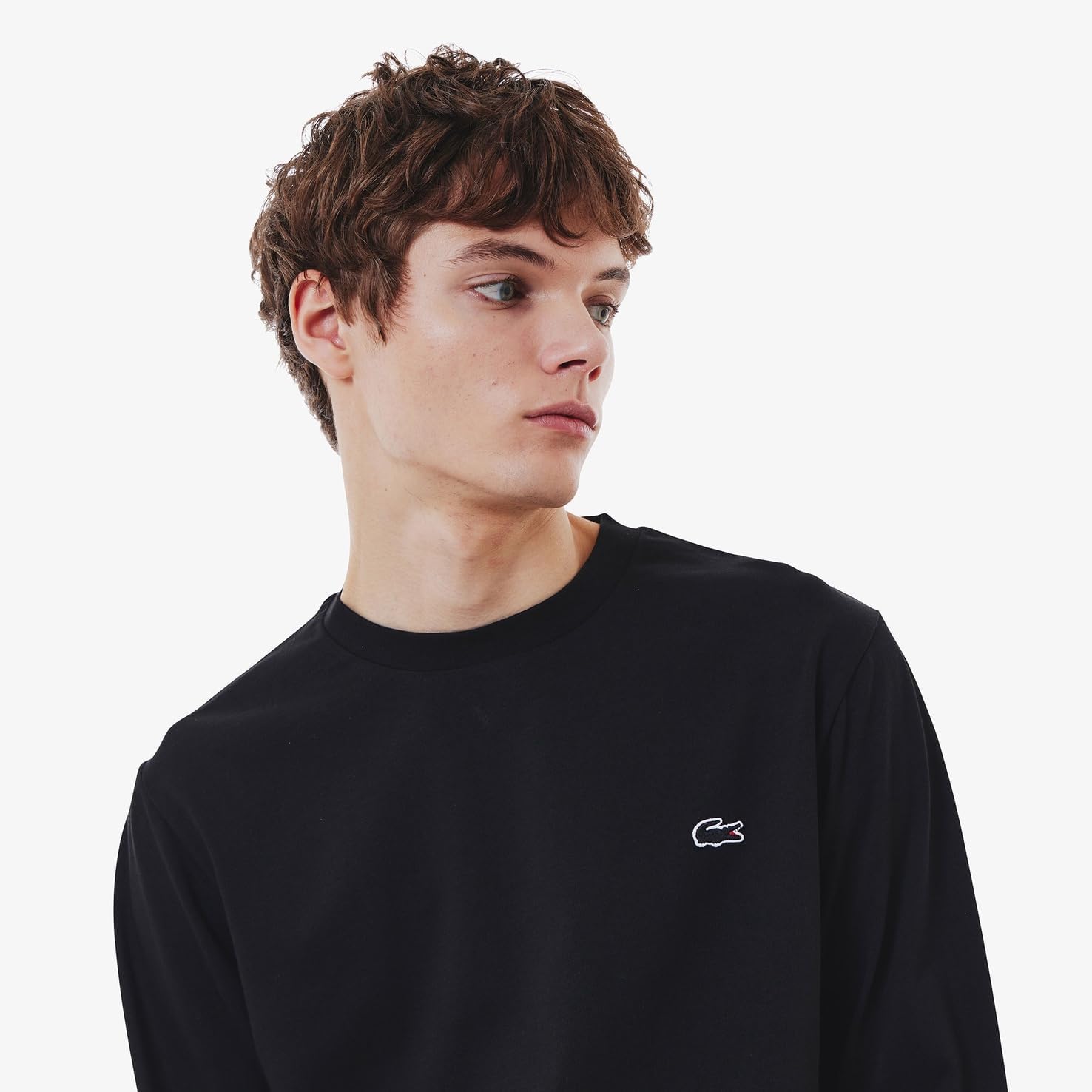 Официальная мужская базовая футболка с длинным рукавом LACOSTE, черный — фото 3