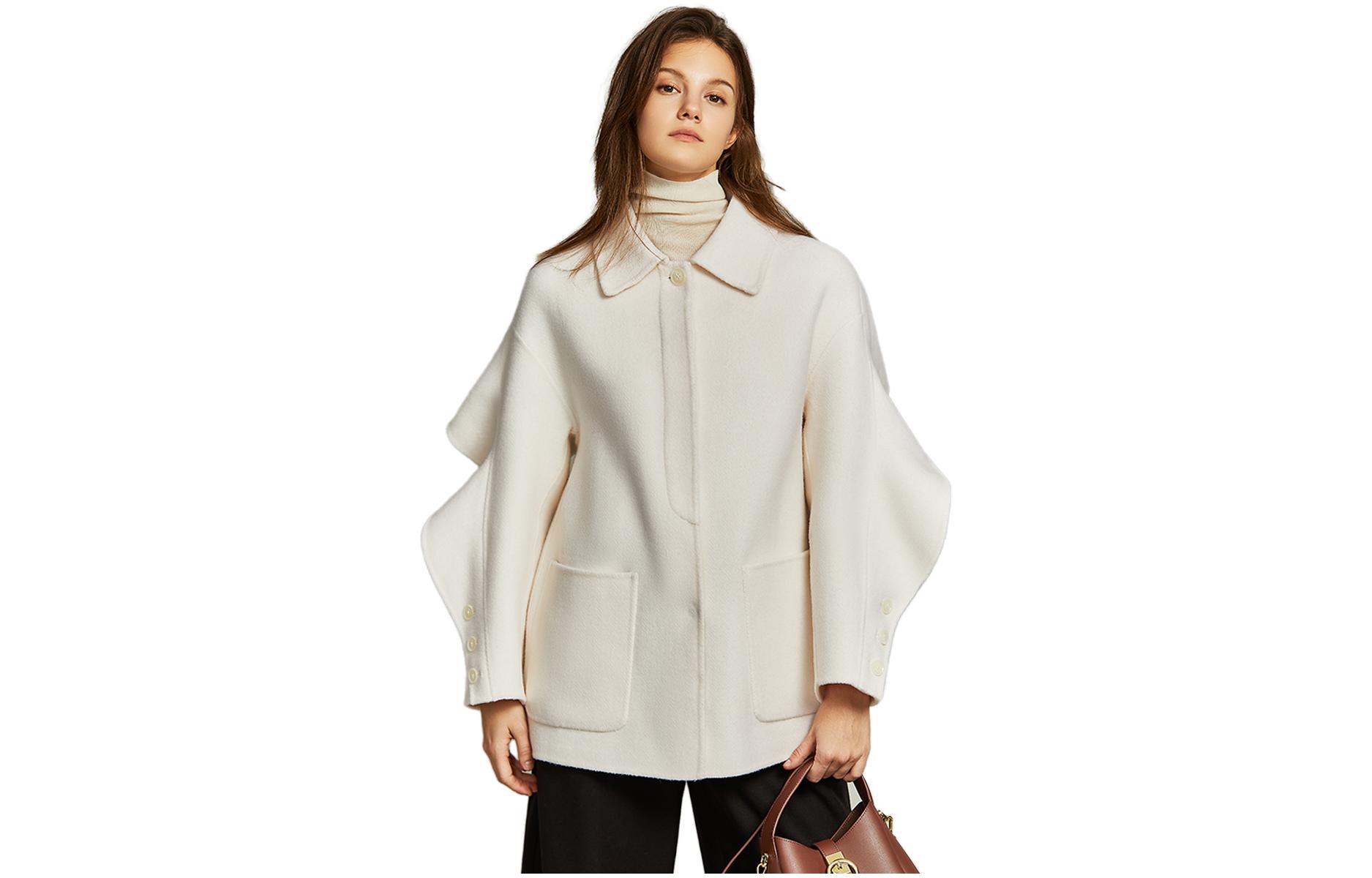 

Пальто женское с лацканами, умеренно прямое ELLE, белый