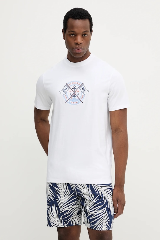 

Хлопковая футболка MARINA Guess, белый