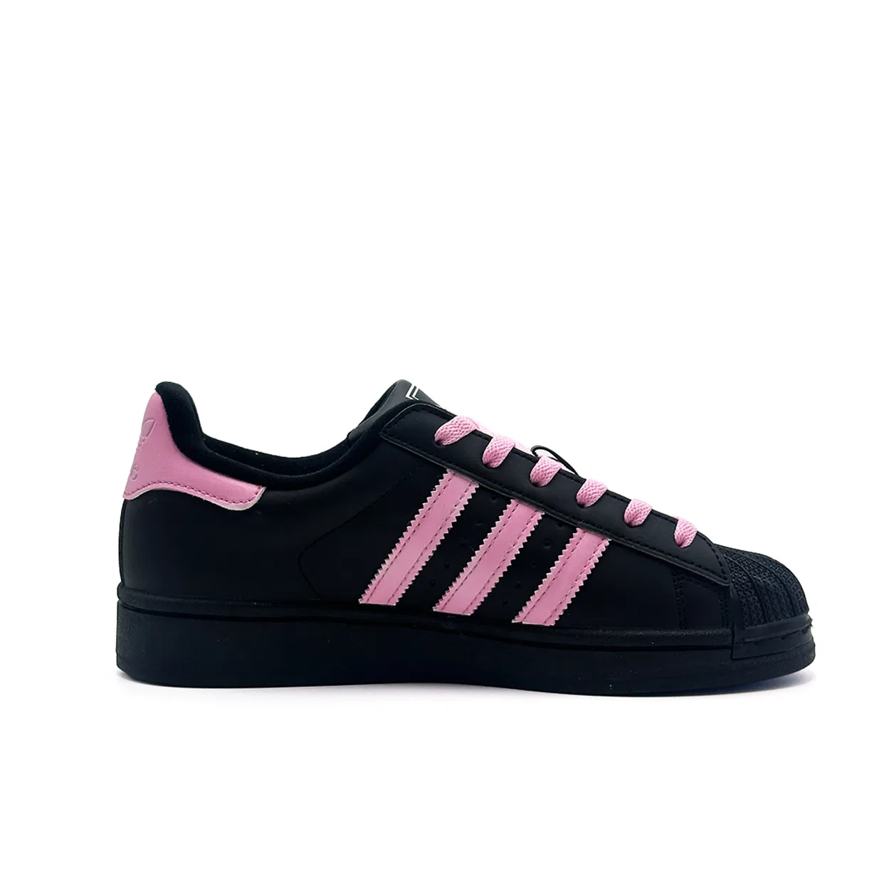 Кроссовки детские скейтбординговые Superstar 2 Adidas Originals черный розовый — фото 3