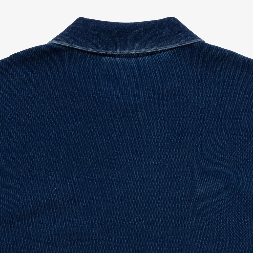 Мужская футболка поло из индиго хлопка с коротким рукавом синего цвета от Lacoste — фото 4