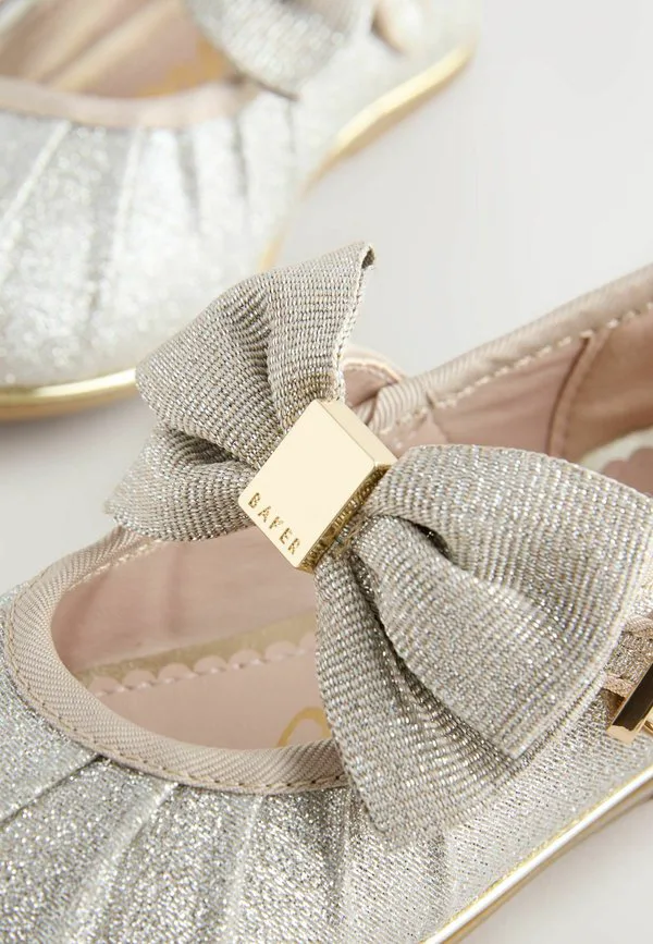 Классические туфли-мэри-джейн с бантом для особых случаев Baker By Ted Baker, Gold Glitter — фото 4
