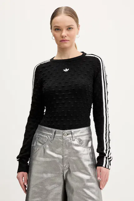 Свитер с вязаной текстурой Adidas Originals, черный