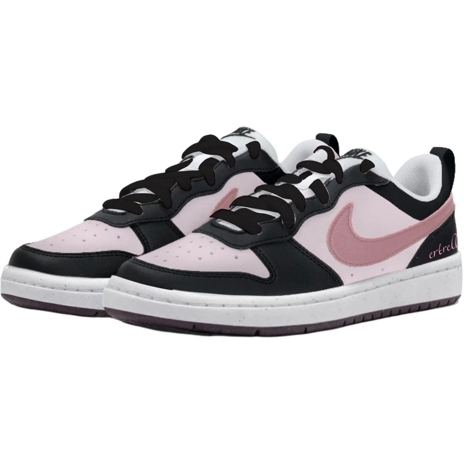 Кроссовки Court Borough Pink Ink Cool Sweet из синтетической кожи, износостойкие, дышащие, легкие, с амортизацией, низкий силуэт Nike, Black Pink — фото 4