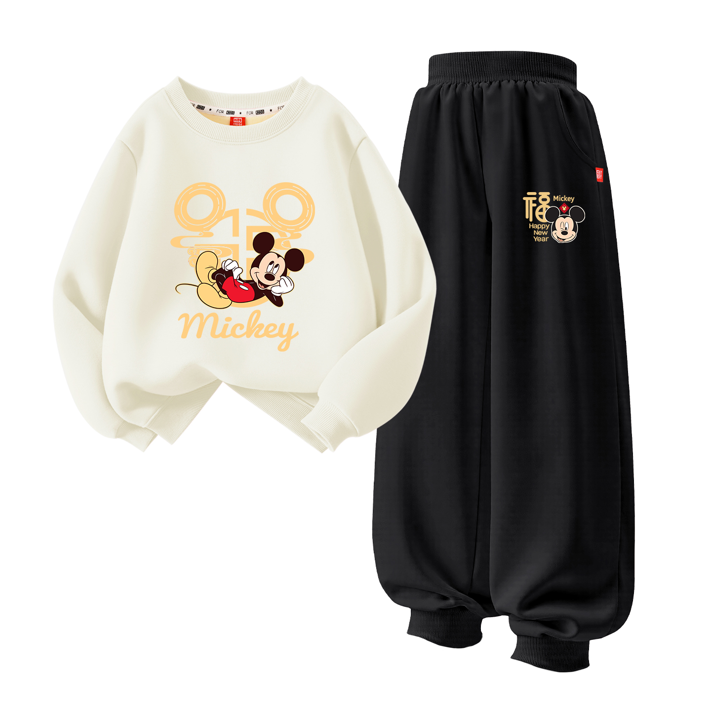 

Детская повседневная спортивная одежда с воротником-гольф утепленная Disney, [thickened and fleece-lined]di tifu айвори белый+di blessing k черный