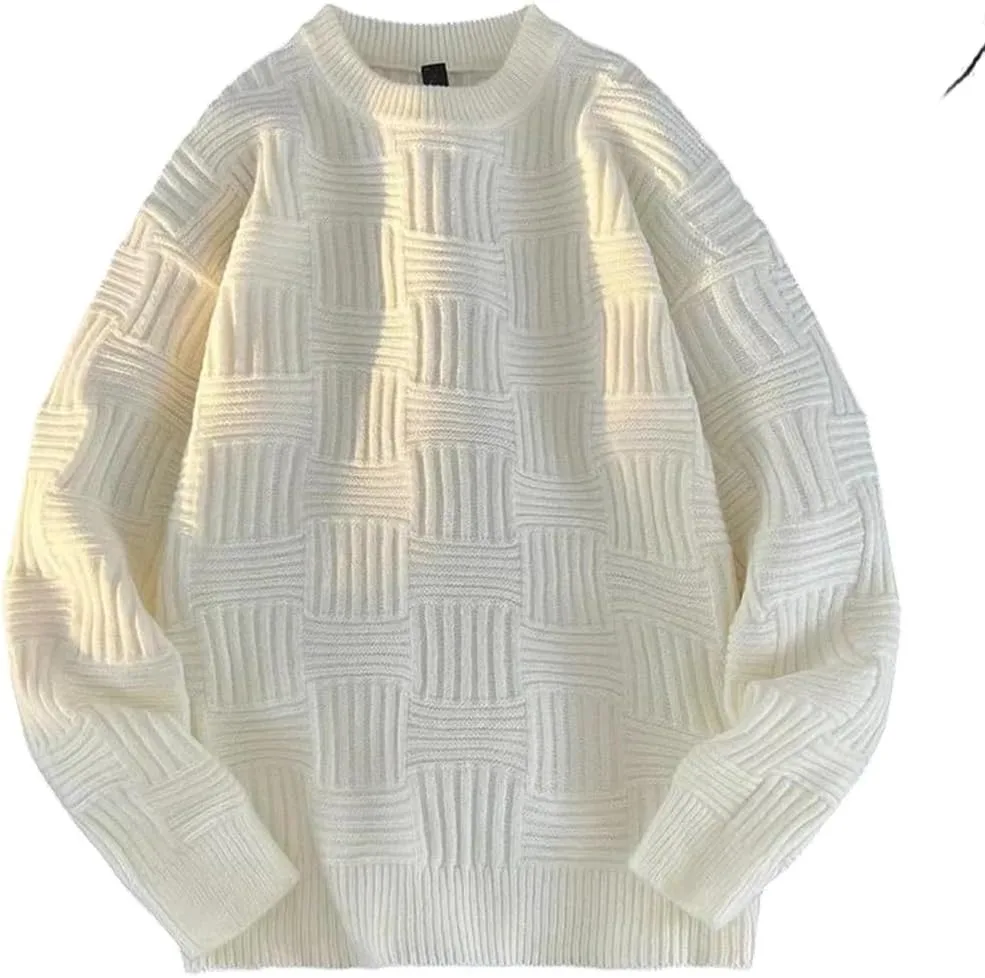 

Мужской свитер с круглым вырезом в клетку