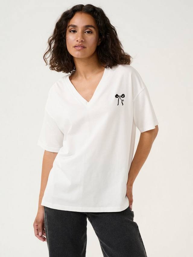 

Футболка KAbowie с V-образным вырезом из органического хлопка KAFFE, Chalk