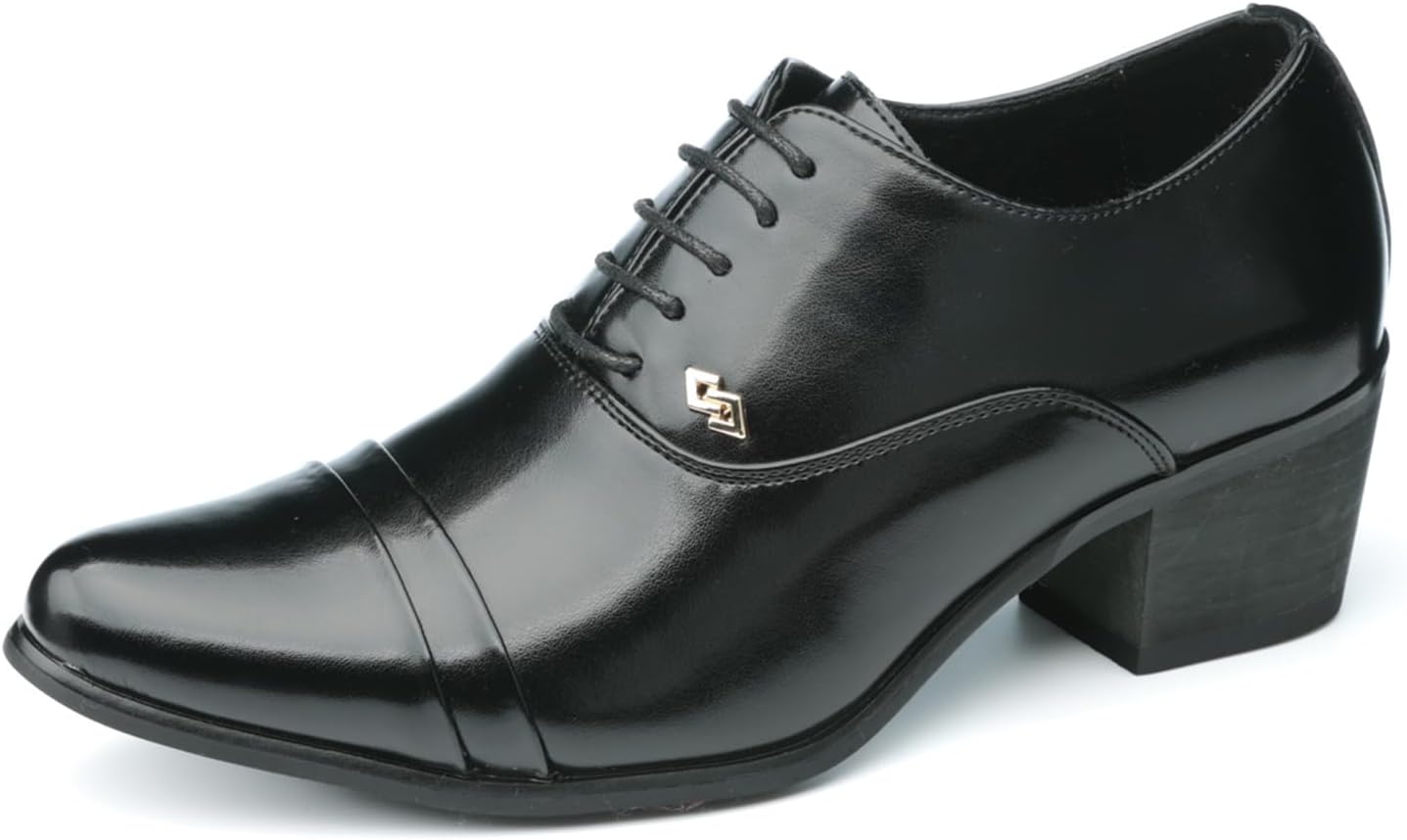 

Мужские классические кожаные оксфорды на шнуровке с заостренным носком и массивным каблуком, средний каблук, ретро-низкий дизайн, удобные дерби для свадьбы, работы, деловых встреч, свиданий, вечеринок и официальных мероприятий Tixewsjh, черный