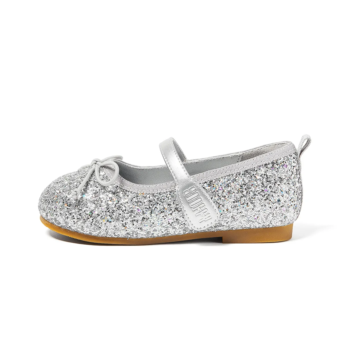 Детские блестящие туфли с кристаллами/стразами Snoffy, Opal Silver