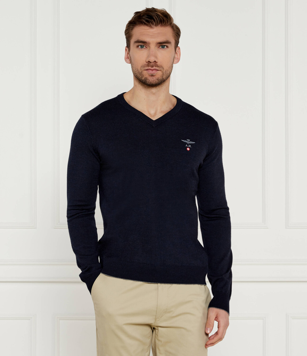 

Свитер из шерсти Aeronautica Militare Regular Fit, темно-синий