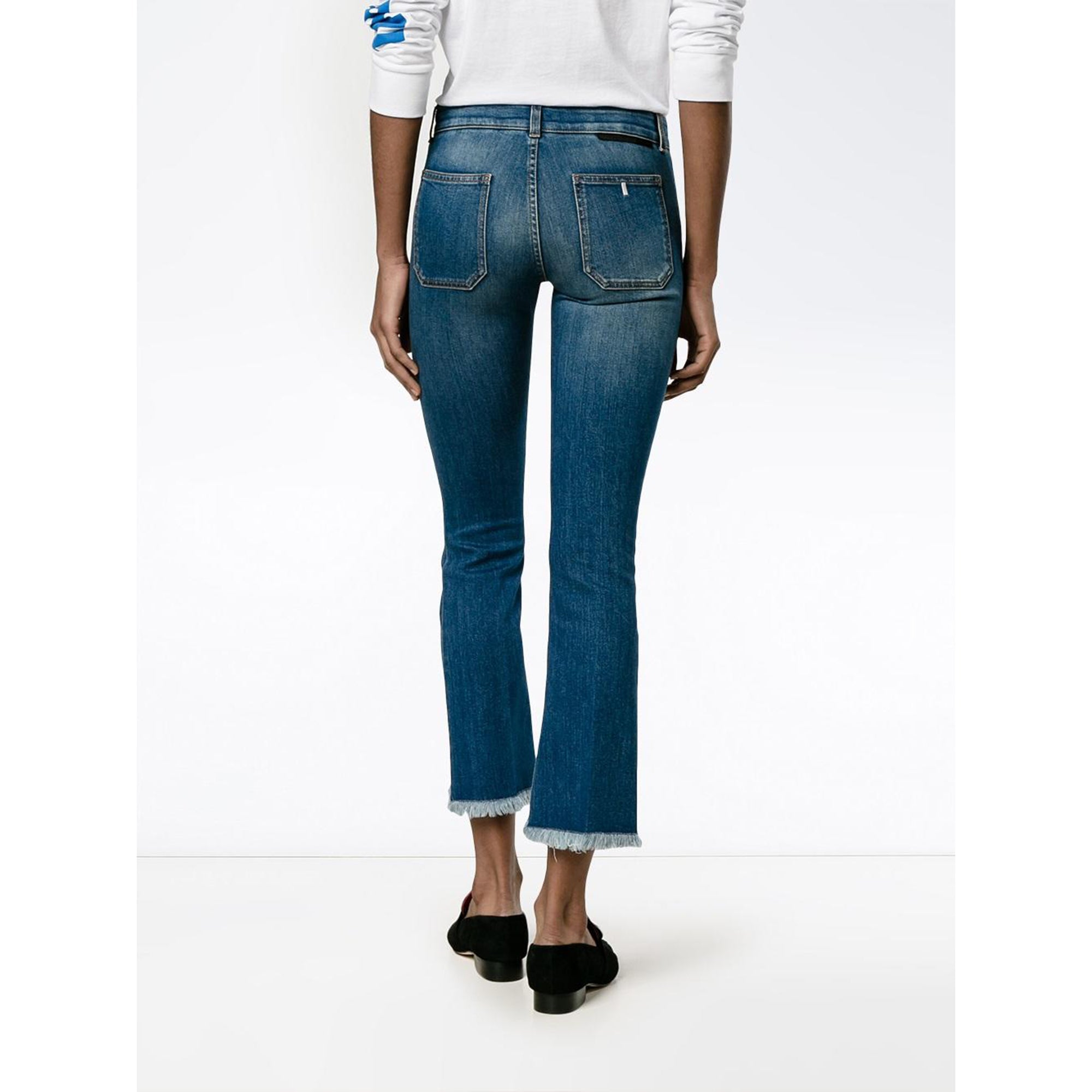

Джинсы Stella McCartney Kick Flare с потертыми карманами, темные, синий