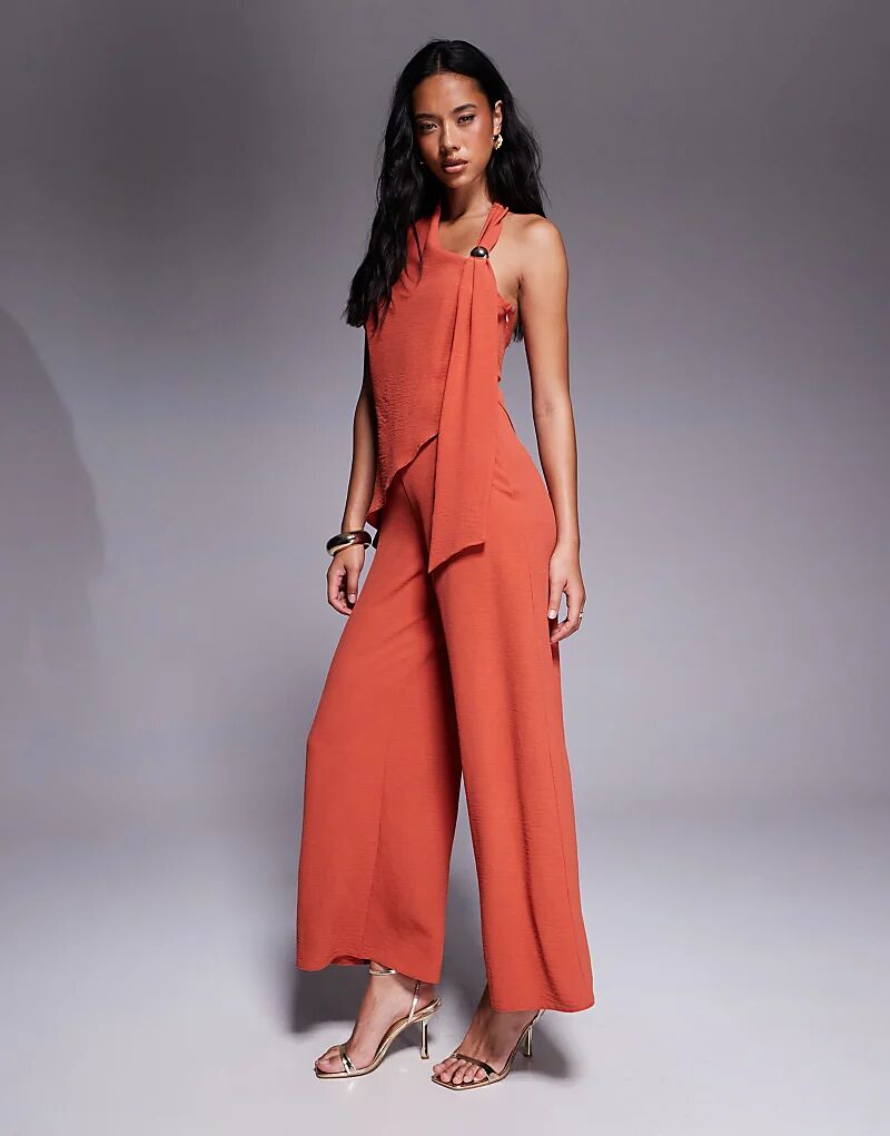 

Комбинезон с отделкой ASOS DESIGN, халтер, цвет ржавчины