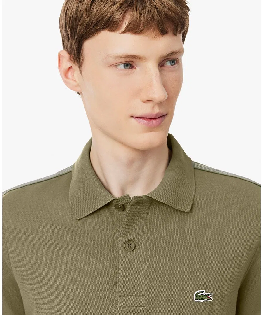 Рубашка-поло Lacoste мужская, стандартный крой, короткий рукав, хаки — фото 3