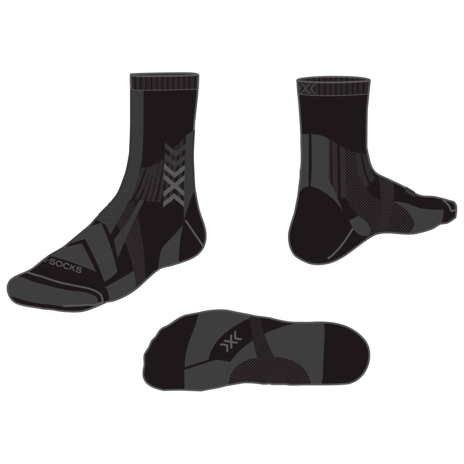 

Походные носки X-Socks Hike Expert Silver Crew, цвет Black/Charcoal