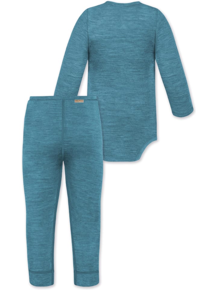 Normani Outdoor Sports Боди с длинными рукавами из мериносовой шерсти и детские штанишки из мериносовой шерсти синего цвета — фото 2