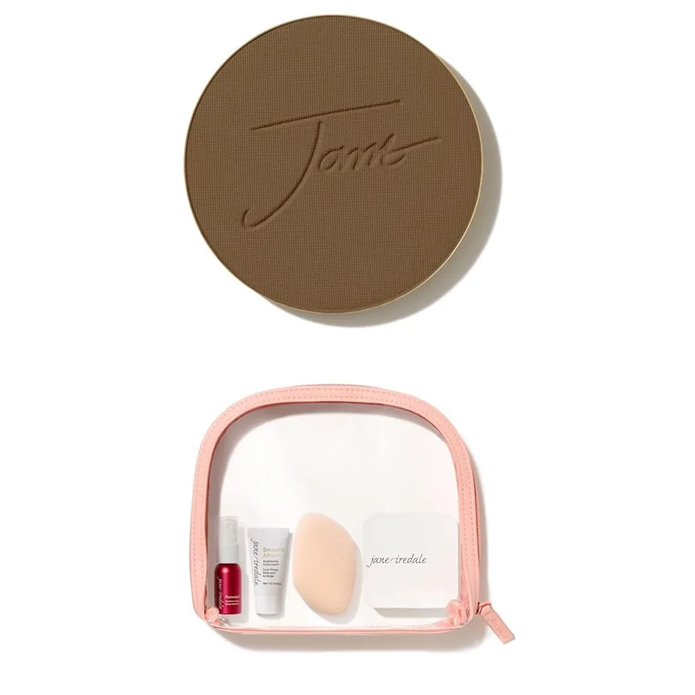 Набор многоразовых компактных пудр Jane Iredale PurePressed Base Mineral Foundation | Полуматовая прессованная пудра с SPF | Без талька, веганский продукт, не тестируется на животных, Mahogany