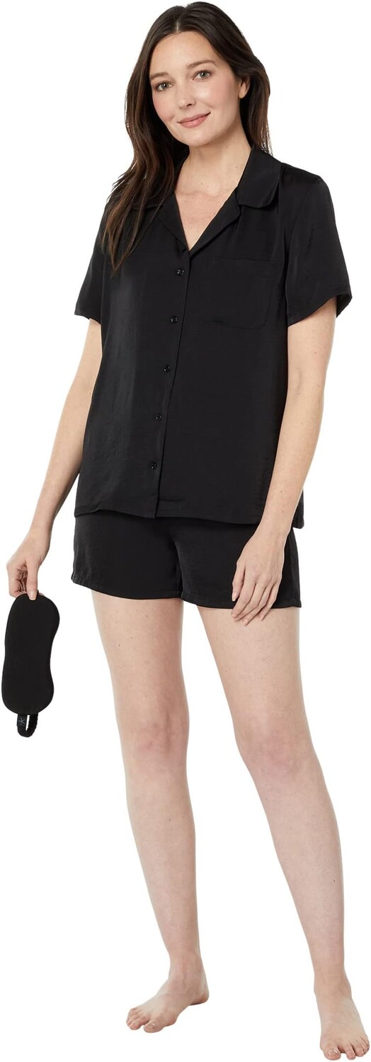 

Пижама Barefoot Dreams Washed Satin Shorts PJ Set, черный