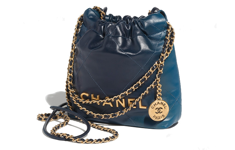 Сумка 22 Bright Calfskin через плечо мини женская градиентная синяя CHANEL — фото 4