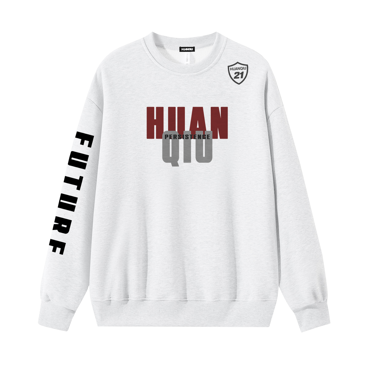 

Свитшот Unisex Crew Neck Moderate Heavyweight HUANQIU, белый heather серый (fleece-lined)