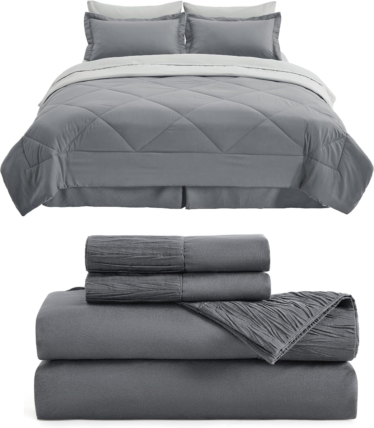 

Комплект двухсторонних одеял Bedsure серого цвета Twin XL с простынями Twin XL для общежития колледжа