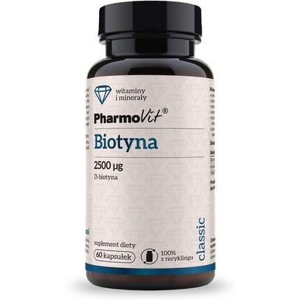 

Биотин 2500 мкг Биотин в капсуле Волосы Кожа и ногти 60 капсул, Pharmovit