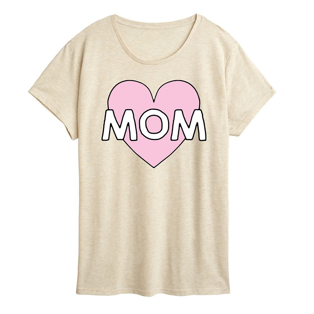 

Женская футболка с рисунком Mom Heart, бежевый