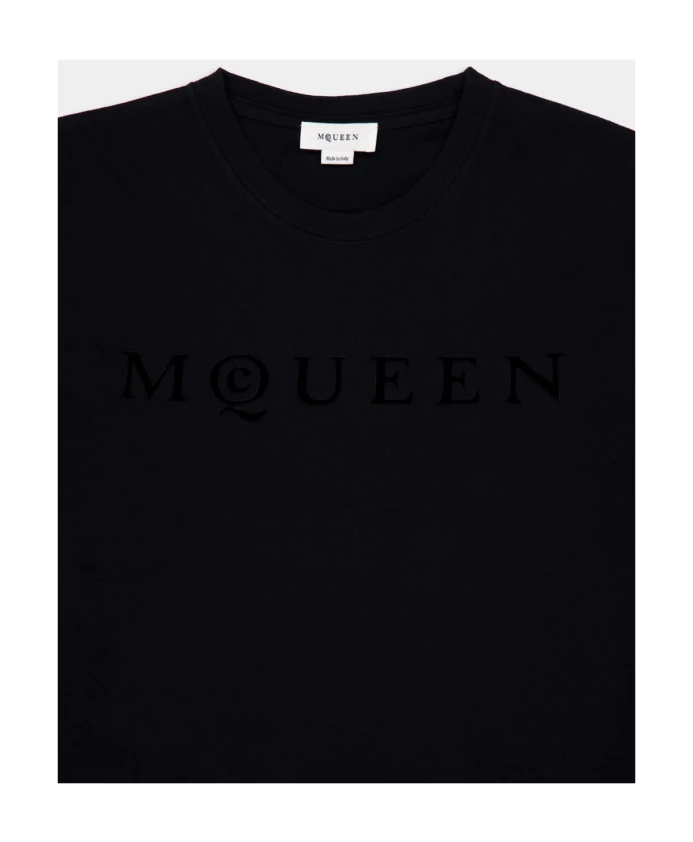 Футболка с бархатным логотипом Alexander Mcqueen, черный — фото 3