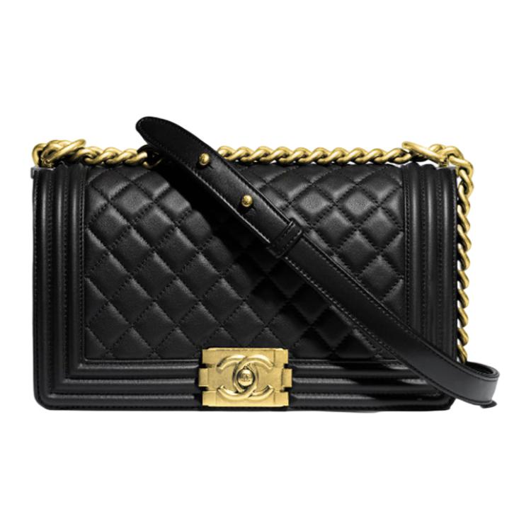 

LEBOY Кожаная наплечная сумка через плечо среднего размера женская черная CHANEL