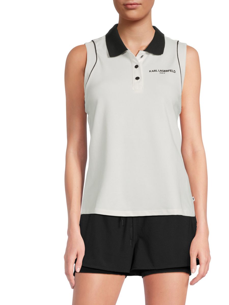 

Рубашка-поло с логотипом Karl Lagerfeld Paris, мягкий белый