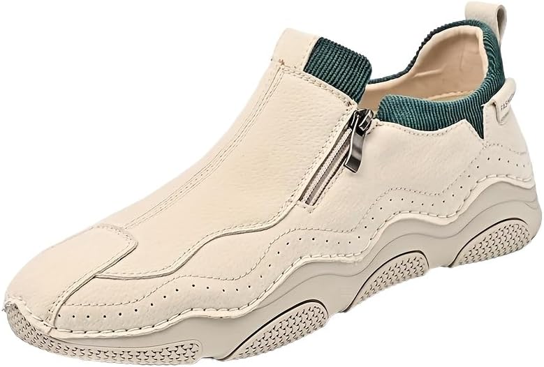 

Мужские повседневные спортивные кроссовки - противоскользящая резиновая подошва, легкая и удобная мягкая подкладка, дизайн с боковой молнией. Подходят для улицы, занятий спортом и повседневной одежды Clolinde, бежевый