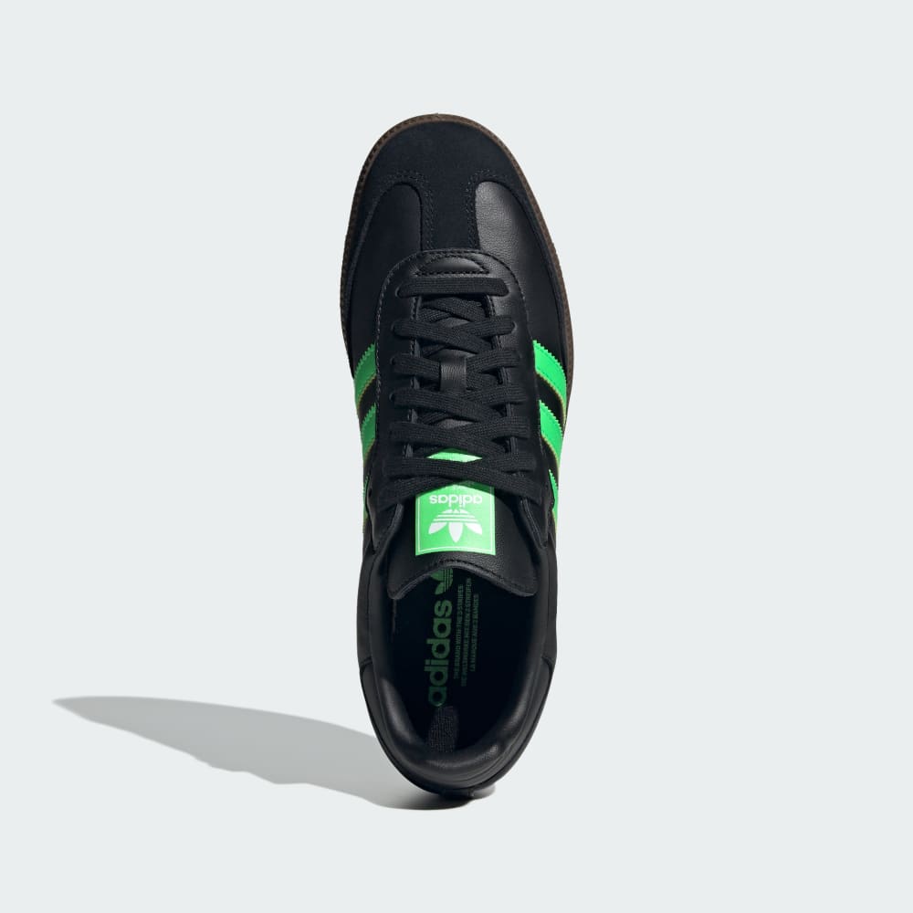 Кроссовки Adidas Samba OG Shoes, цвет Core Black/Screaming Green/Gum — фото 2